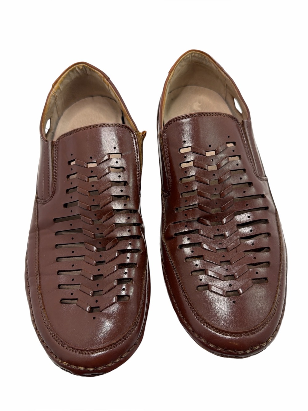 Stacy Adams Brown Leather Perforated Slip-On Loafers